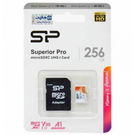 مموری میکرو اس دی 256 گیگ سیلیکون پاور Silicon Power V30 XC IU3 100MB/s با خشاب