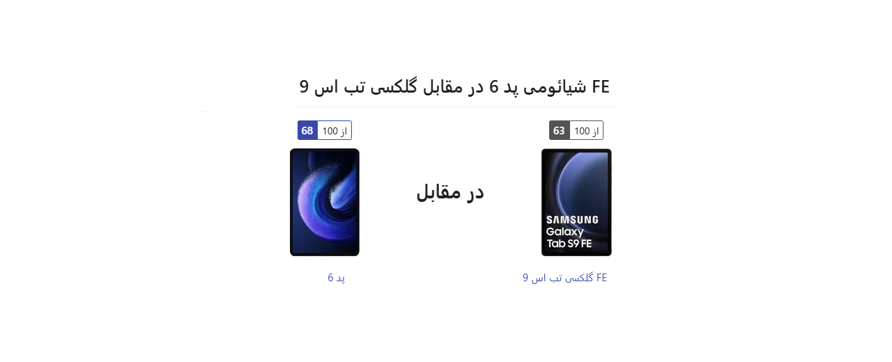 مقایسه تبلت شیائومی pad 6 و Samsung Galaxy Tab S9 FE